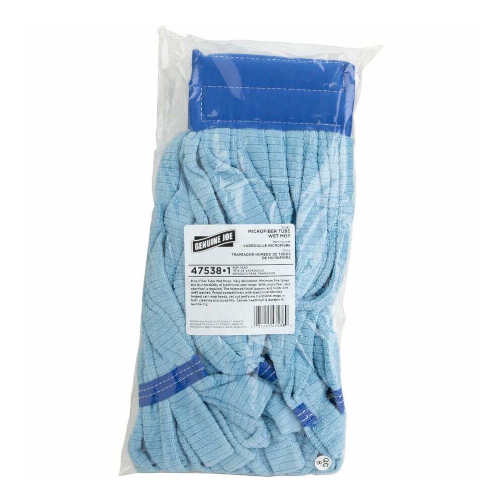 Genuine Joe Microfiber Wet Mophead Refill - Small - Absorbent, Launderable, Durable - MicroFiber - Blue - 12 / Carton. Picture 3