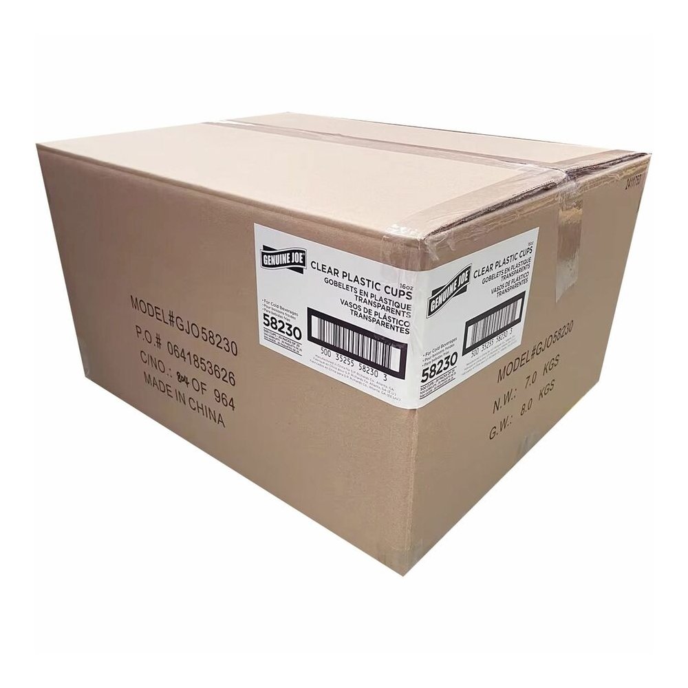 Genuine Joe 16 oz Clear Plastic Cups - 16 fl oz - Clear - Plastic - Cold Drink, Beverage - 25/Pack - 20 / Carton. Picture 4