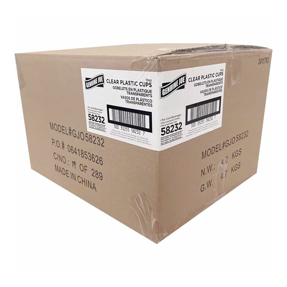 Genuine Joe 10 oz Clear Plastic Cups - 10 fl oz - Clear - Plastic - Cold Drink, Beverage - 25/Pack - 20 / Carton. Picture 6