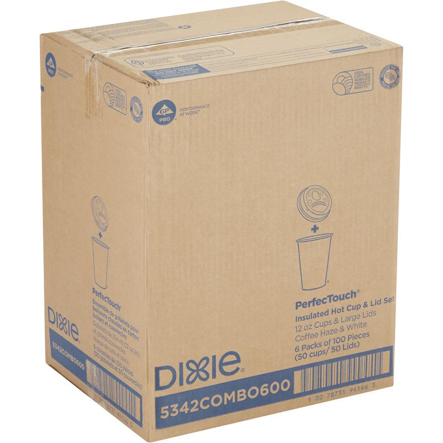 Dixie PerfecTouch 12 oz Hot Coffee Cup and Lid Sets by GP Pro - 50 / Pack - 6 / Carton - White - Paper - Hot Drink, Coffee, Beverage. Picture 9