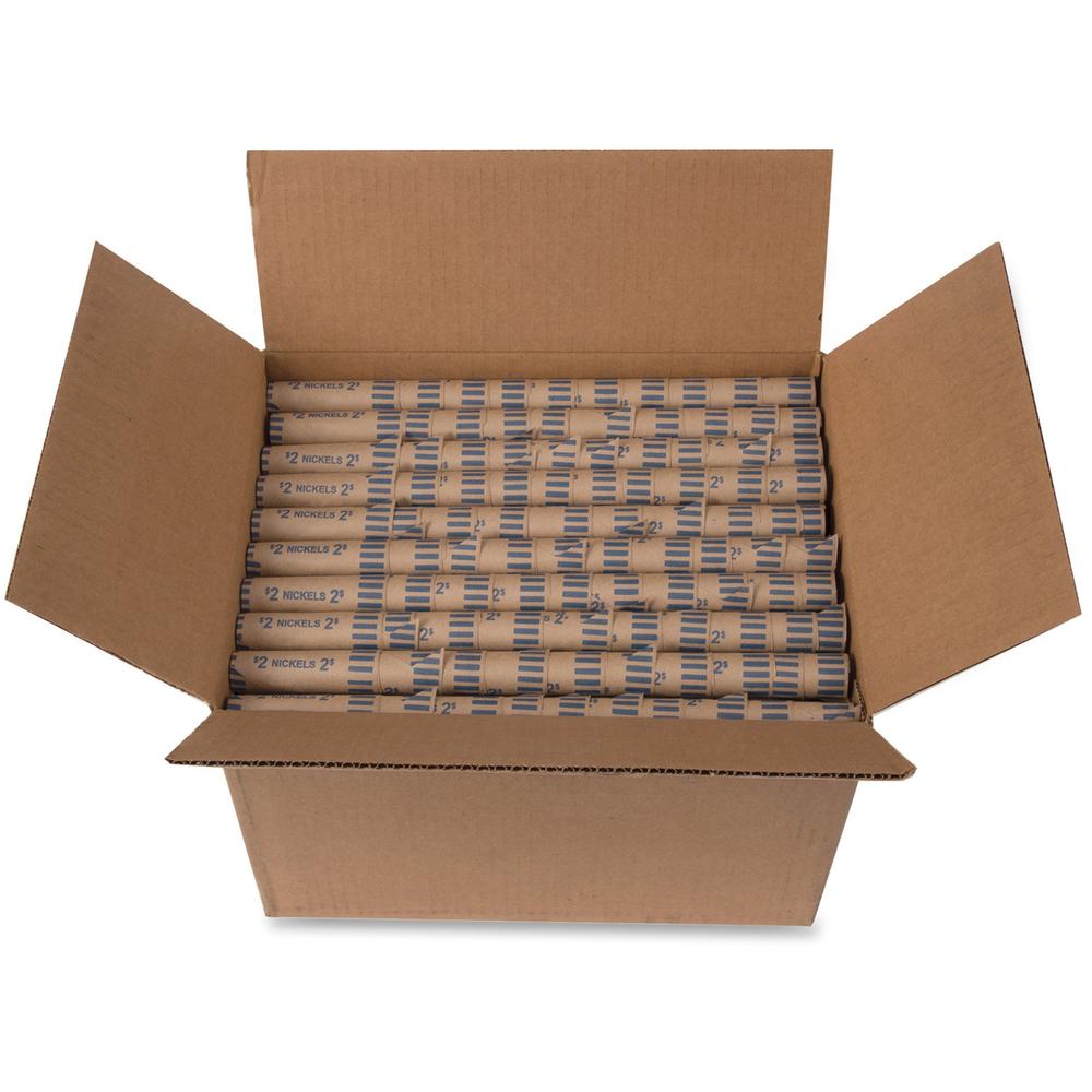 PAP-R Tubular Coin Wrap - 5¢ Denomination - Durable, Burst Resistant, Crimped, Pre-formed - 57 lb Basis Weight - Paper - Blue - 1000 / Box. Picture 3