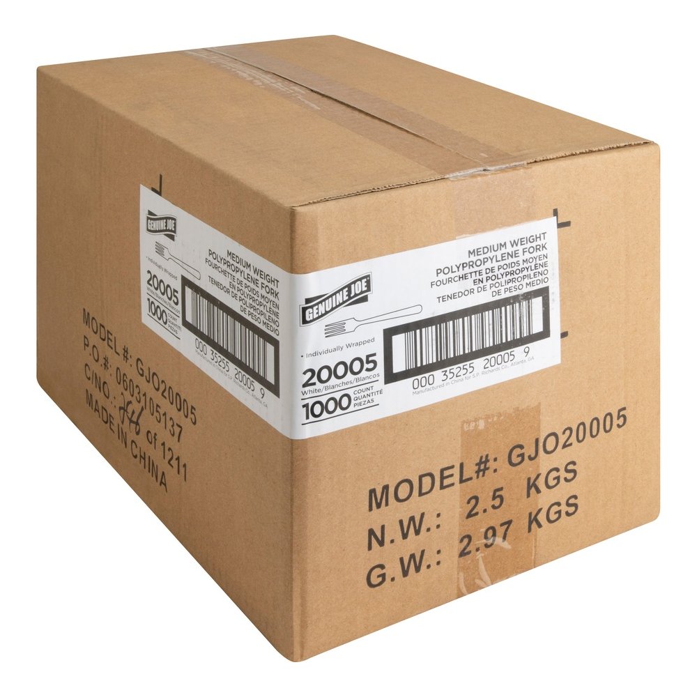 Genuine Joe Individually Wrapped Fork - 1 Piece(s) - Fork - 1 x Fork - Disposable - White - 1 Carton. Picture 6