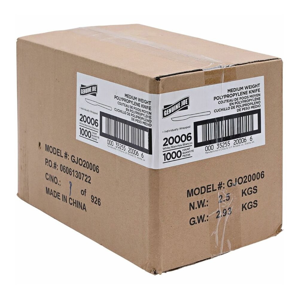 Genuine Joe Individually Wrapped Knife - 1 Piece(s) - Knife - 1 x Knife - Disposable - Polypropylene - White - 1 Carton. Picture 4
