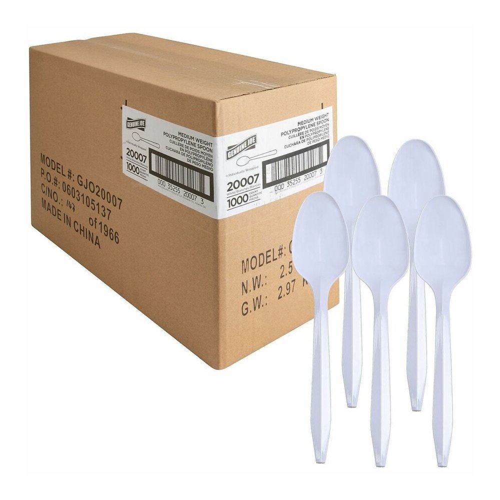 Genuine Joe Individually Wrapped Spoon - 1 Piece(s) - Spoon - 1 x Spoon - Disposable - White - 1 Carton. Picture 5