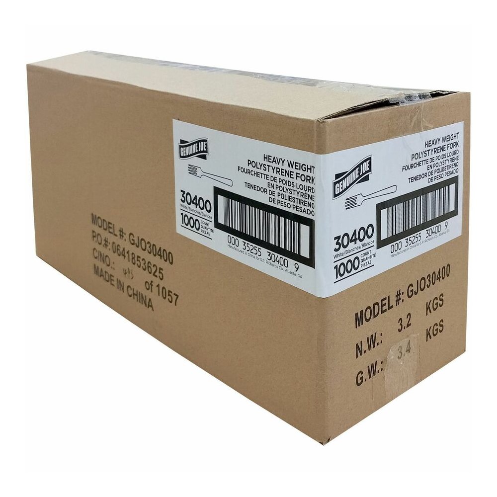 Genuine Joe Medium-Heavyweight Plastic Forks - 1 Piece(s) - Fork - 1 x Fork - Disposable - White - 1000 / Carton. Picture 4