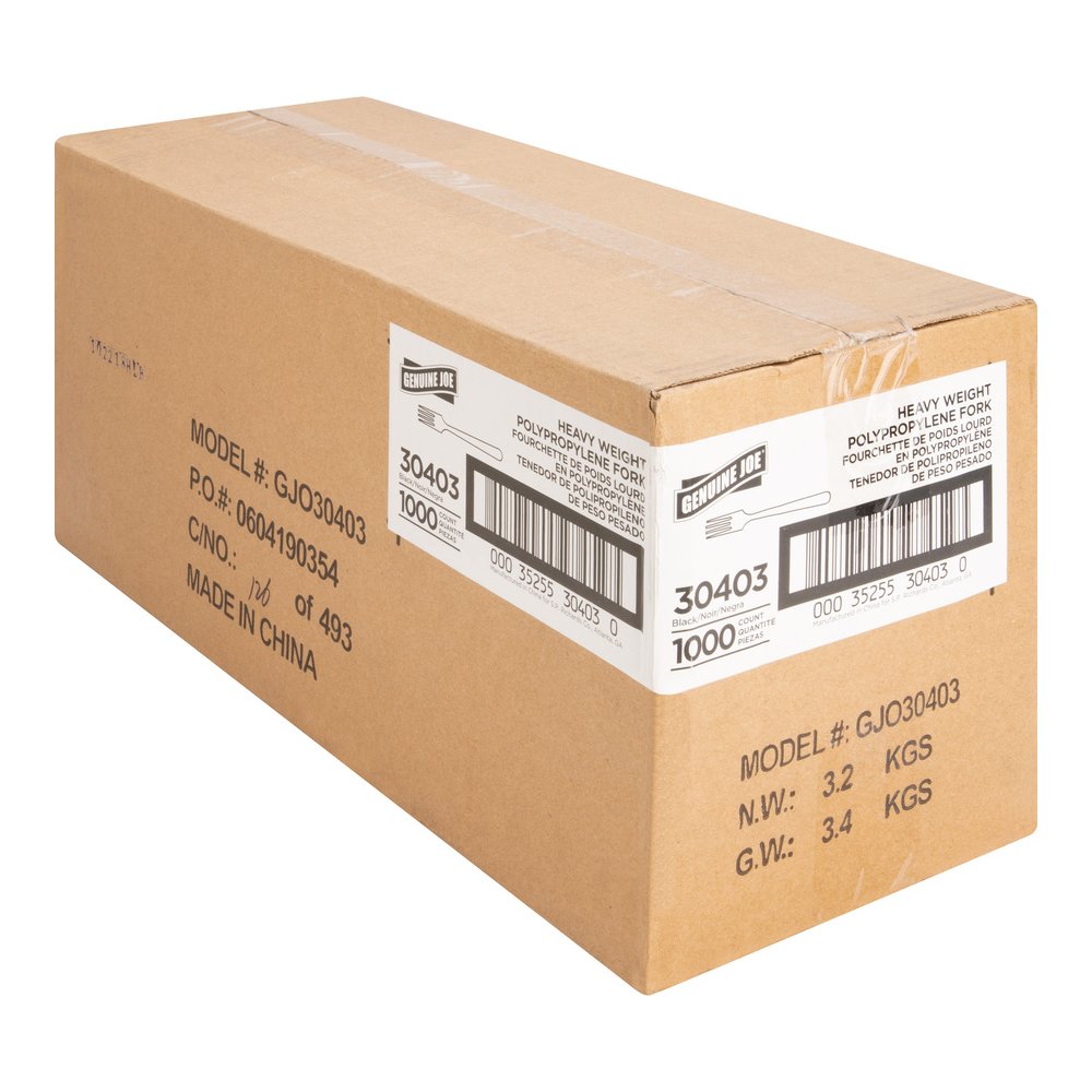 Genuine Joe Medium-Heavyweight Plastic Fork - 1 Piece(s) - Fork - 1 x Fork - Disposable - Textured - Black - 1000 / Carton. Picture 4