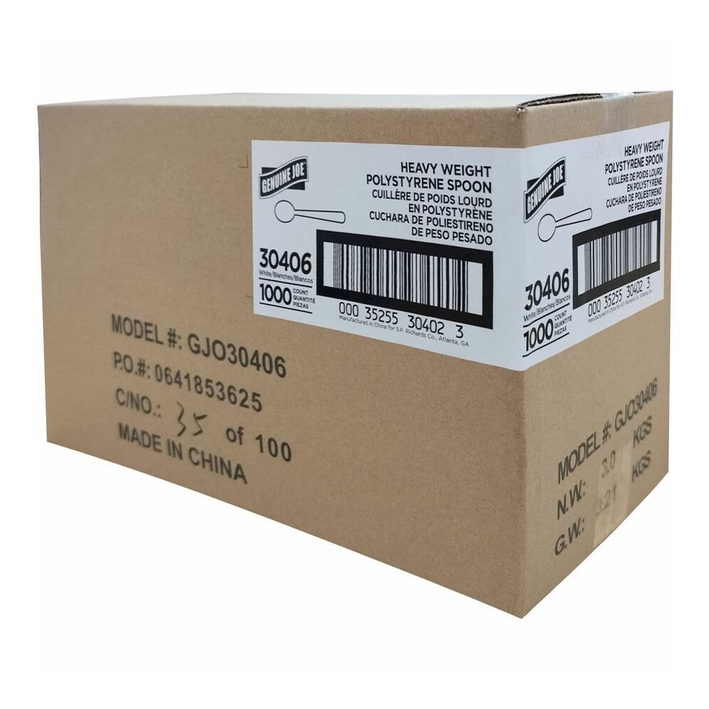 Genuine Joe Medium-Heavyweight Plastic Soup Spoons - 1 Piece(s) - Soup Spoon - 1 x Soup Spoon - Disposable - Textured - Black - 1000 / Carton. Picture 3