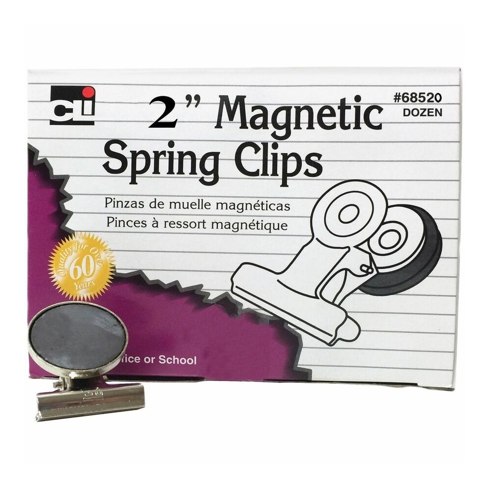 Charles Leonard Magnetic Spring Clips - 2" Length - 1 Box. Picture 2