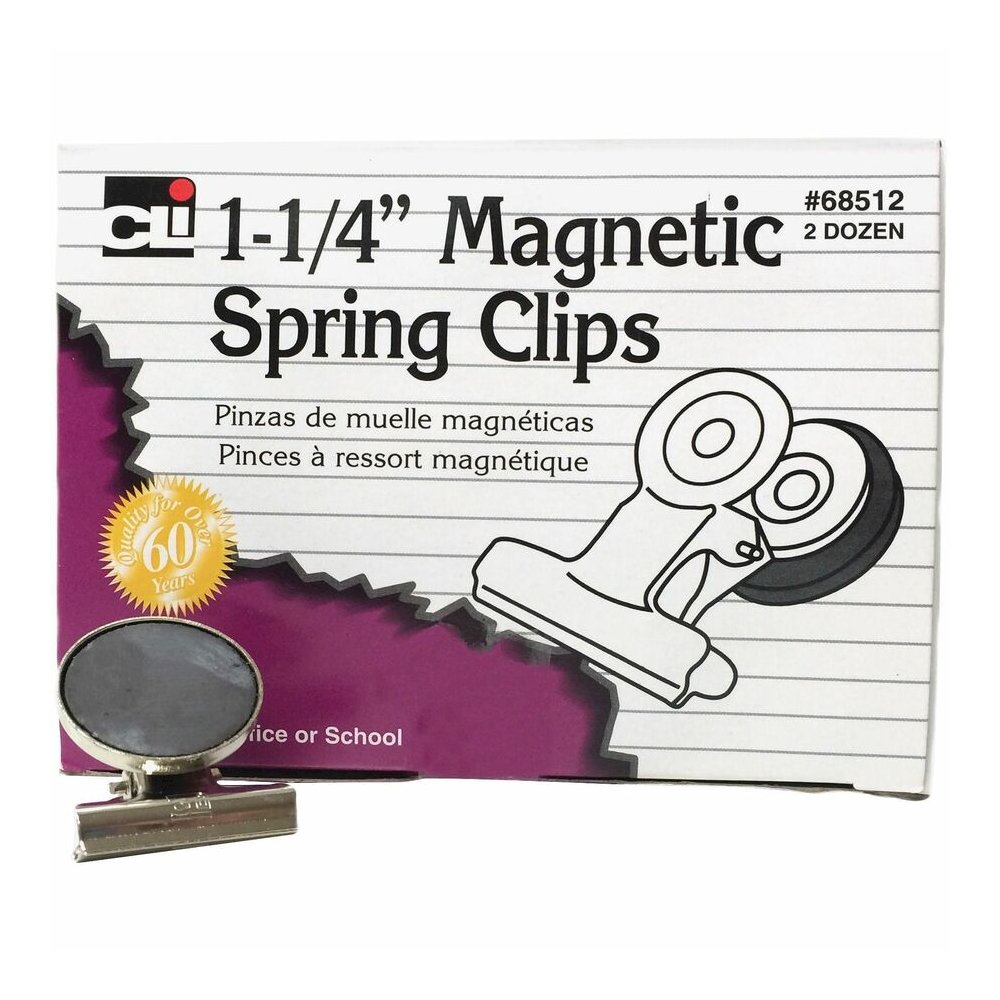 Charles Leonard Magnetic Spring Clips - 1.3" Length - 24 / Box. Picture 2