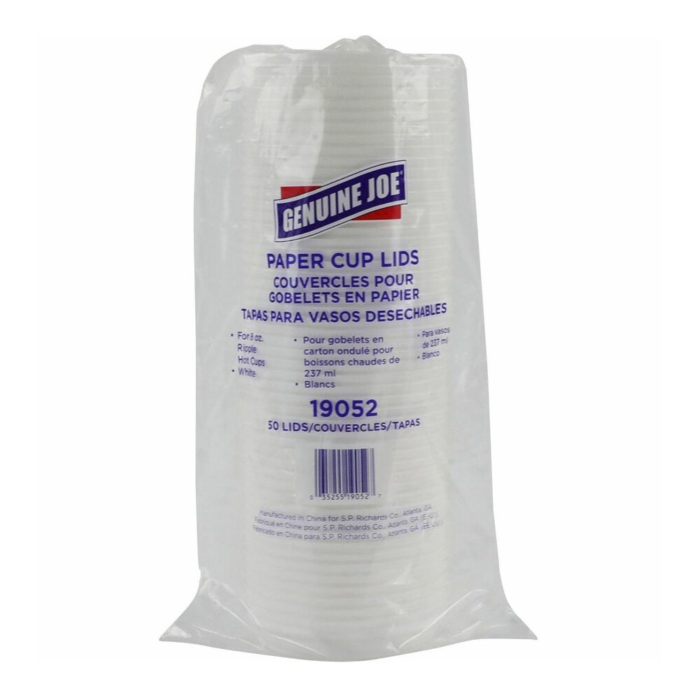 Genuine Joe Raised Siphole Hot Cup Lids - Round - White - 50/Pack - 20 / Carton. Picture 3