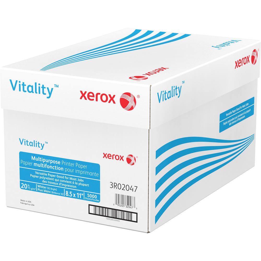 Xerox Vitality Multipurpose Printer Paper - White - 92 Brightness - 90% Opacity - Letter - 8 1/2" x 11" - 20 lb Basis Weight - White - 500/Pack - 40 / Pallet. Picture 3