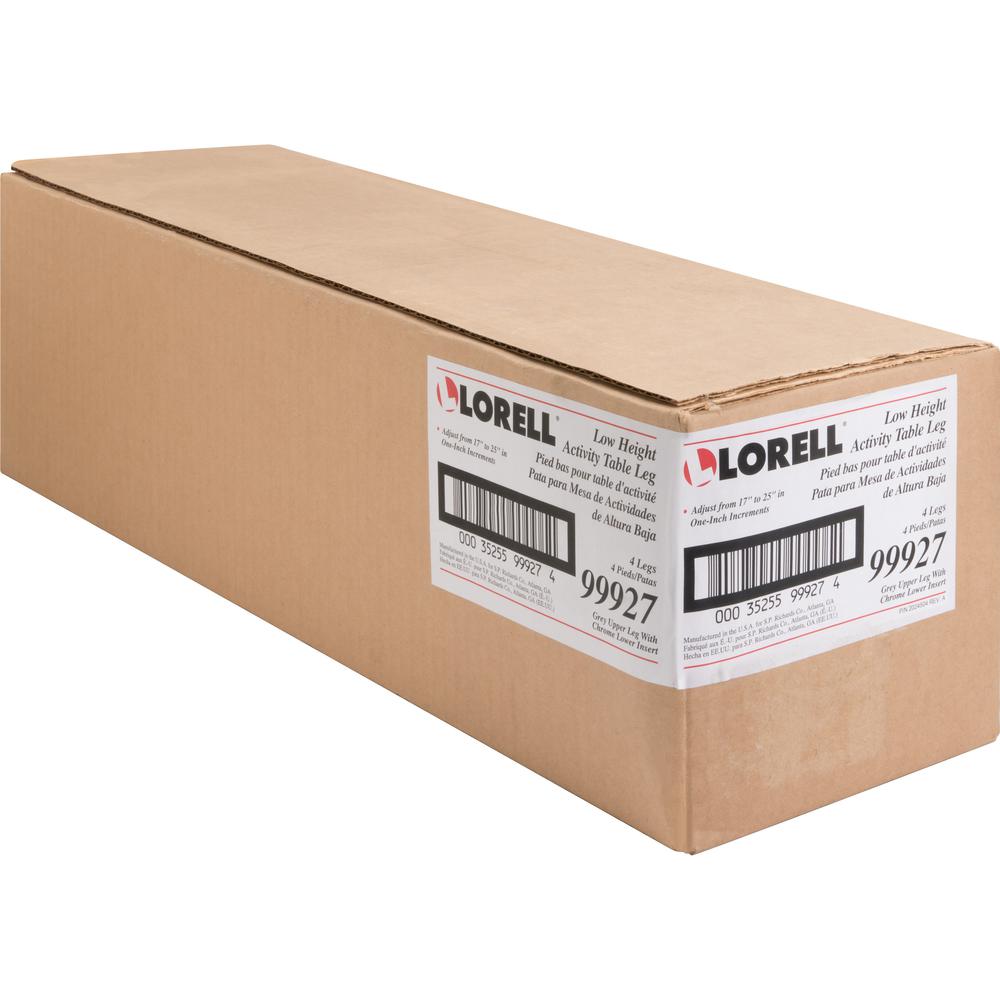 Lorell Activity Table Height-Adjustable Leg Kit - 17" to 25"H - 30" Length x 1.1" Diameter - Silver Mist, Chrome. Picture 4