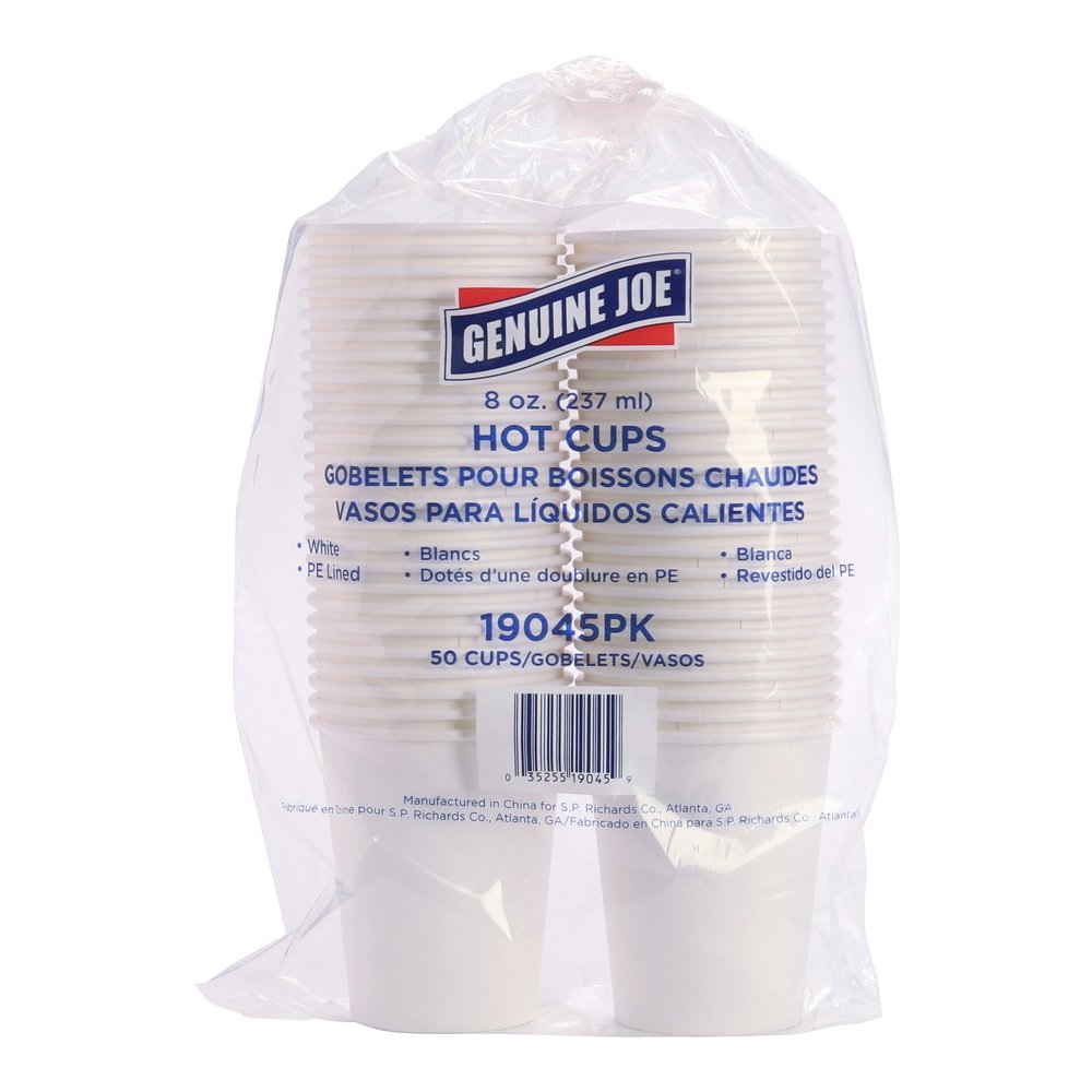 Genuine Joe 8 oz Disposable Hot Cups - 8 fl oz - White - Polyurethane - Hot Drink, Hot Drink, Beverage - 50/Pack - 5 / Bundle. Picture 5