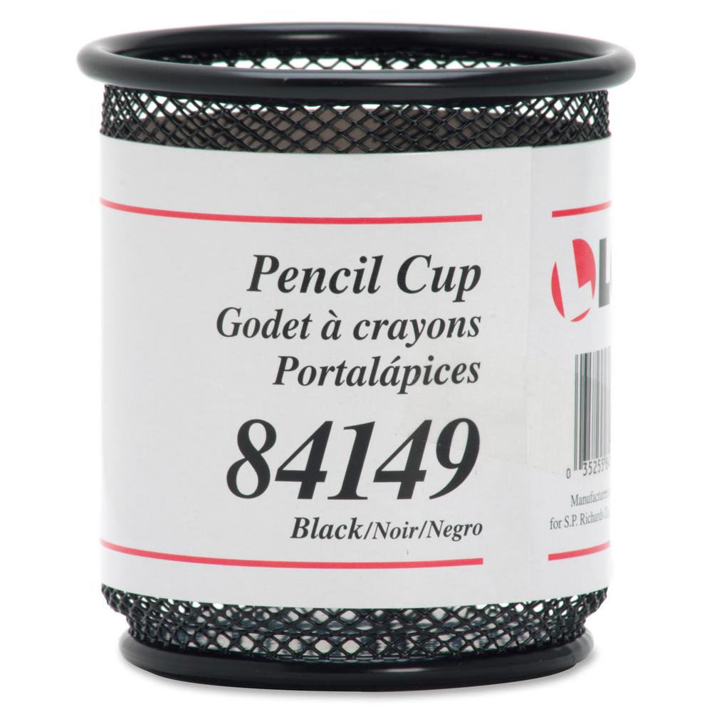 Lorell Mesh Wire Pencil Cup Holders - 3.5" Height x 3.9" Width - Steel - Black - 6 / Box. Picture 9
