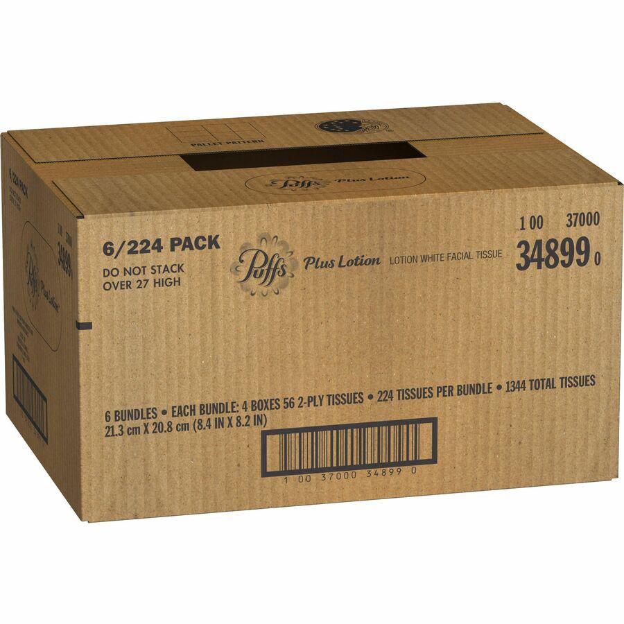 Puffs Plus Lotion Facial Tissues - 2 Ply - WhiteBox - 56/Box - 6 / Carton. Picture 5