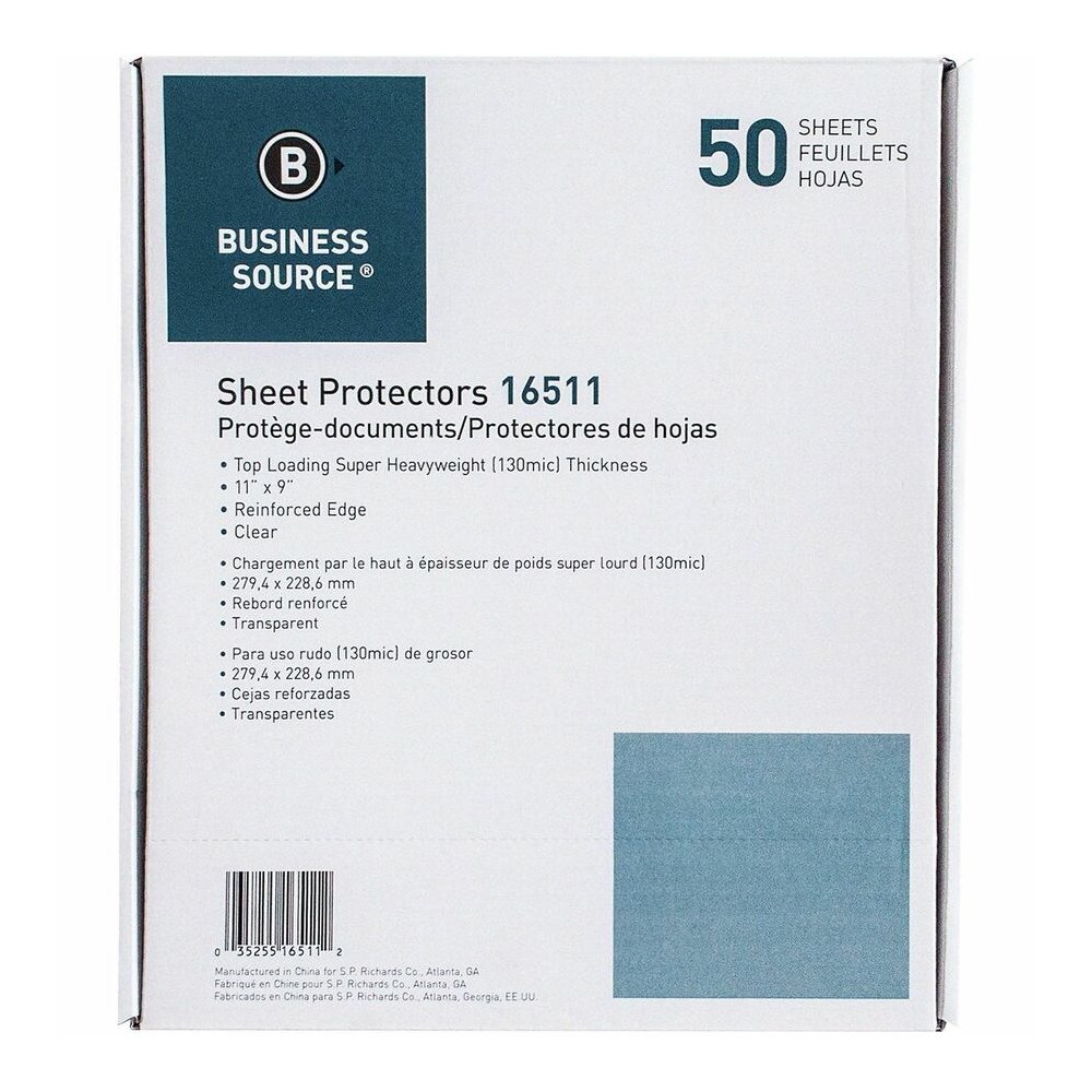 Business Source Sheet Protectors - For Letter 8 1/2" x 11" Sheet - 3 x Holes - Ring Binder - Top Loading - Rectangular - Clear - Polypropylene - 50/Box - 5 / Carton. Picture 6