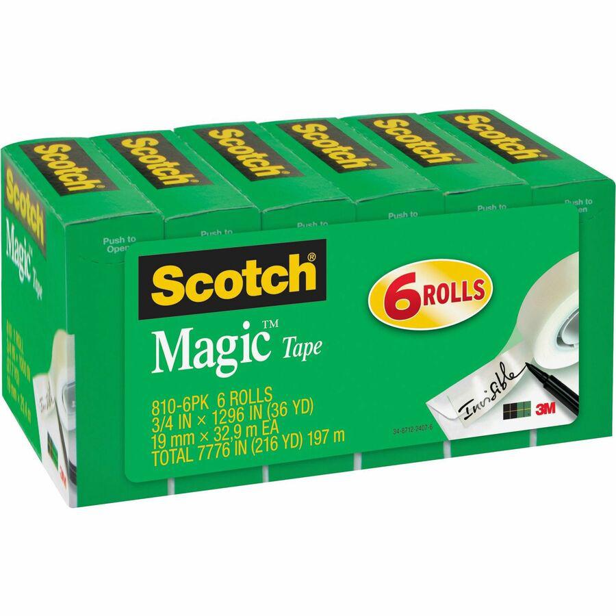 Scotch 3/4"W Magic Tape - 36 yd Length x 0.75" Width - 1" Core - Matte - Clear - Split Resistant, Tear Resistant - For Mending, Splicing - 6/Pack - 2 / Bundle. Picture 6