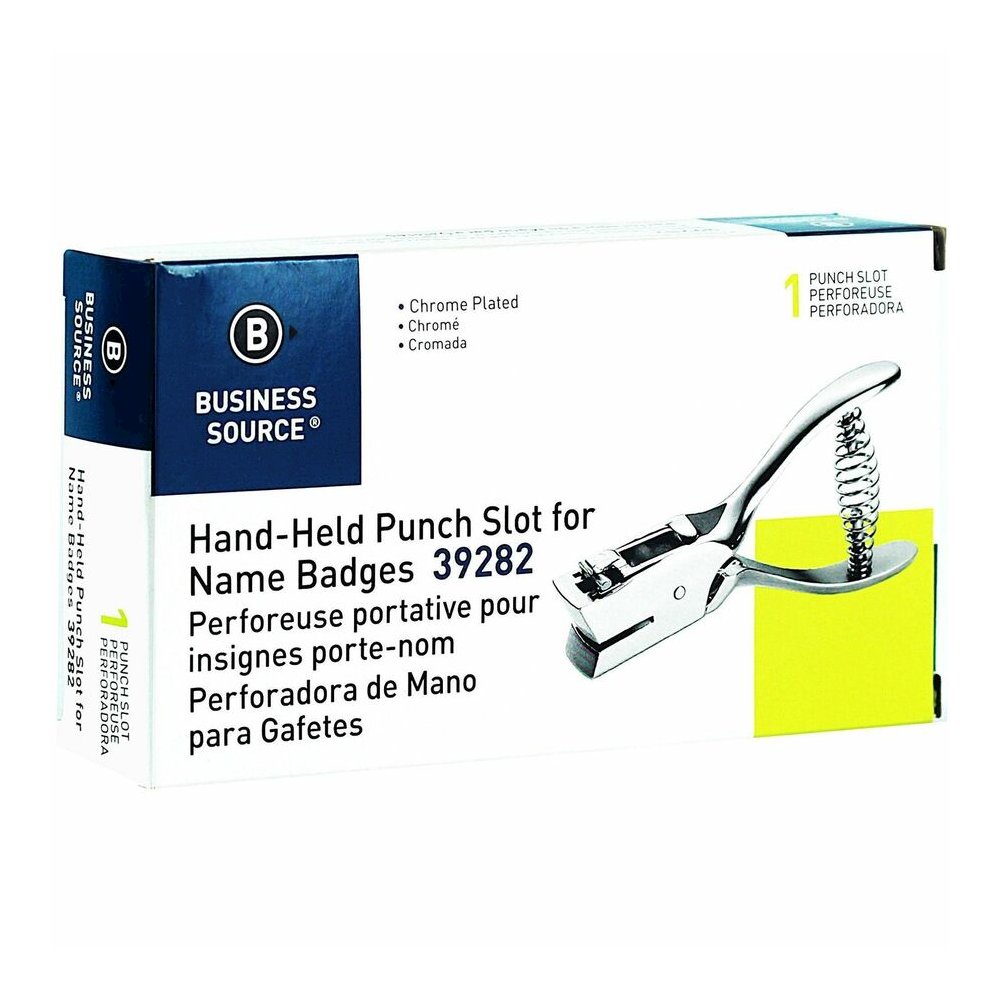 Business Source Handheld 15mm Slot Punch - 5/32" Punch Size - Metal - Silver, Chrome. Picture 4
