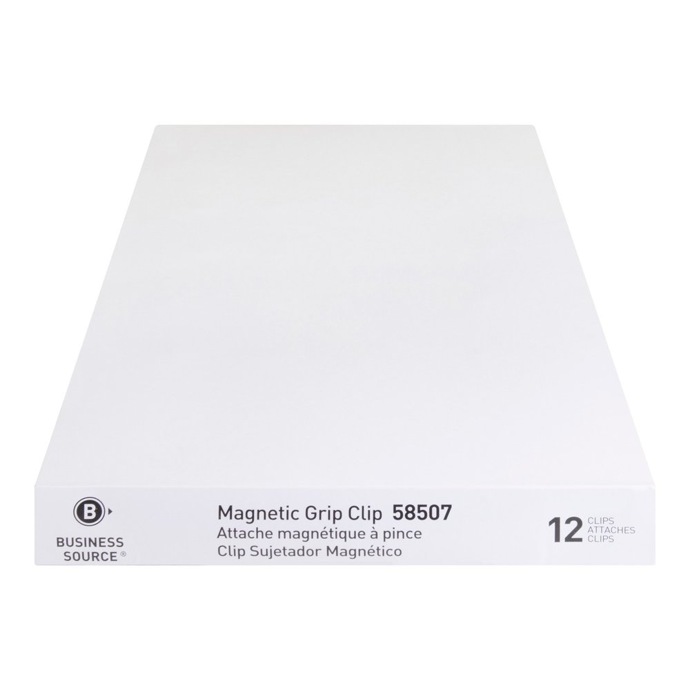 Business Source Magnetic Grip Clips Pack - No. 2 - 2.3" Width - for Paper - Magnetic, Heavy Duty - Silver - 12 / Box. Picture 3