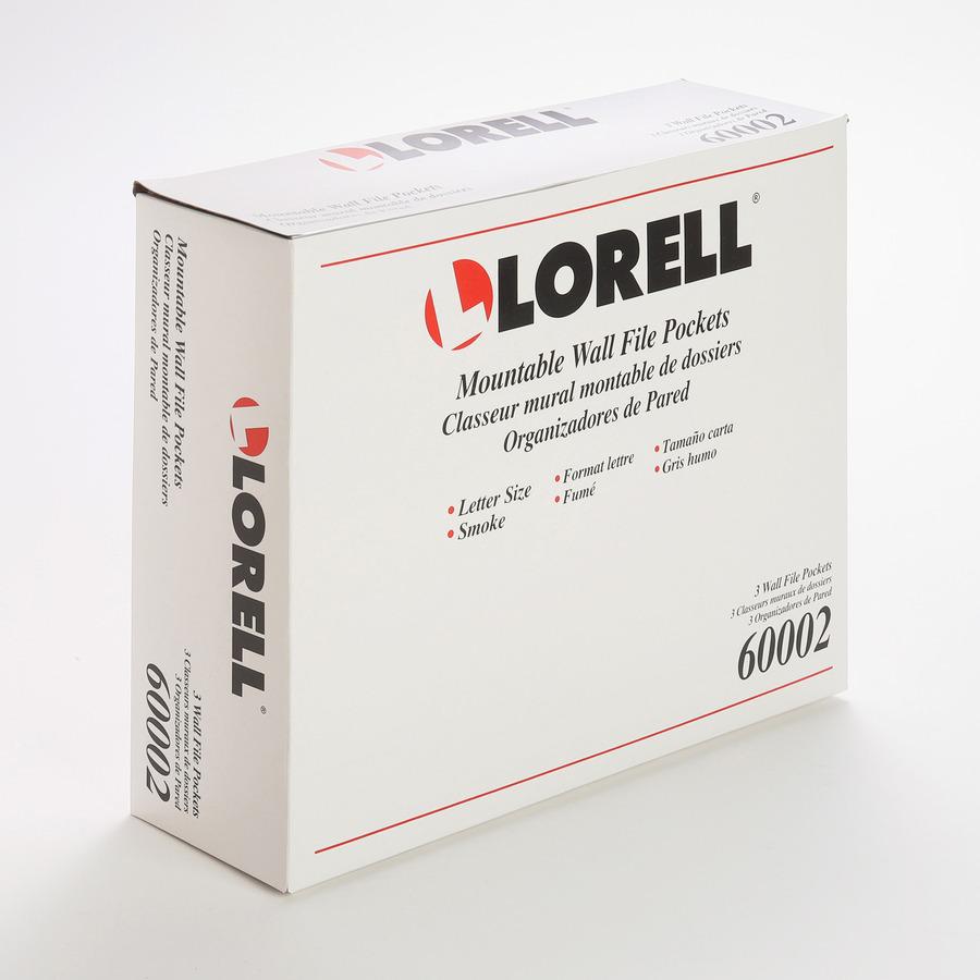 Lorell Wall File Pockets - 14.75" Height x 13.13" Width x 4.25" Depth - Smoke - 3 / Pack. Picture 4
