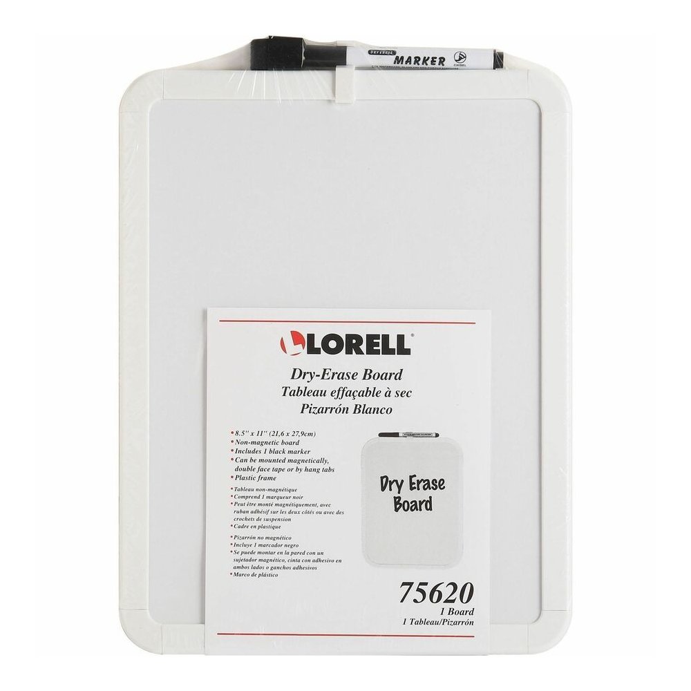 Lorell Personal Whiteboards - 11" (0.9 ft) Width x 8.5" (0.7 ft) Height - White Melamine Surface - White Plastic Frame - Rectangle - Write-on, Wipe-off - 6 / Bundle. Picture 6