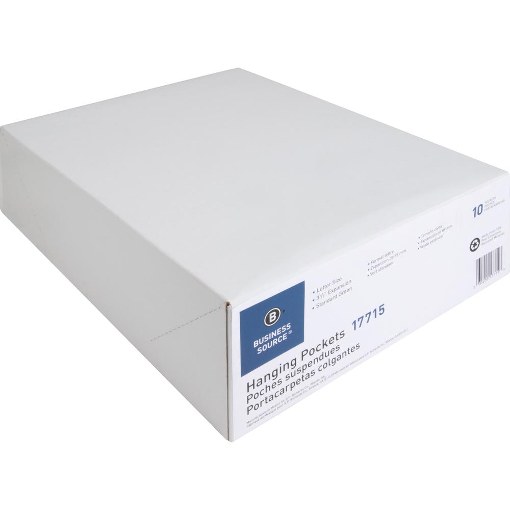 Business Source Letter Yes File Pocket - 8 1/2" x 11" - Capacity3 1/2" Expansion - 10% Recycled - 10 / Box. Picture 3