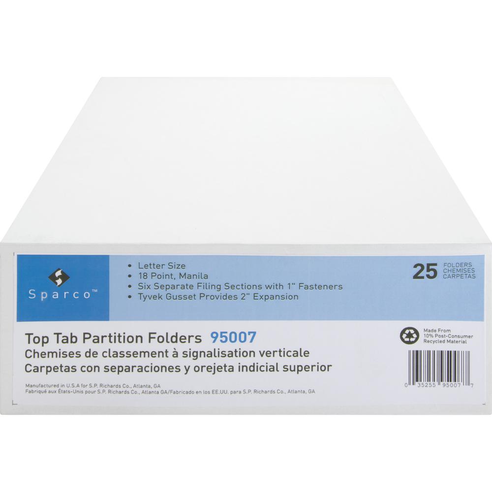 Business Source Letter Recycled Classification Folder - 8 1/2" x 11" - 2" Expansion - 1" Fastener Capacity, 2" Fastener Capacity - 2 Divider - 18 pt. - 10% Recycled - 25 / Box. Picture 2