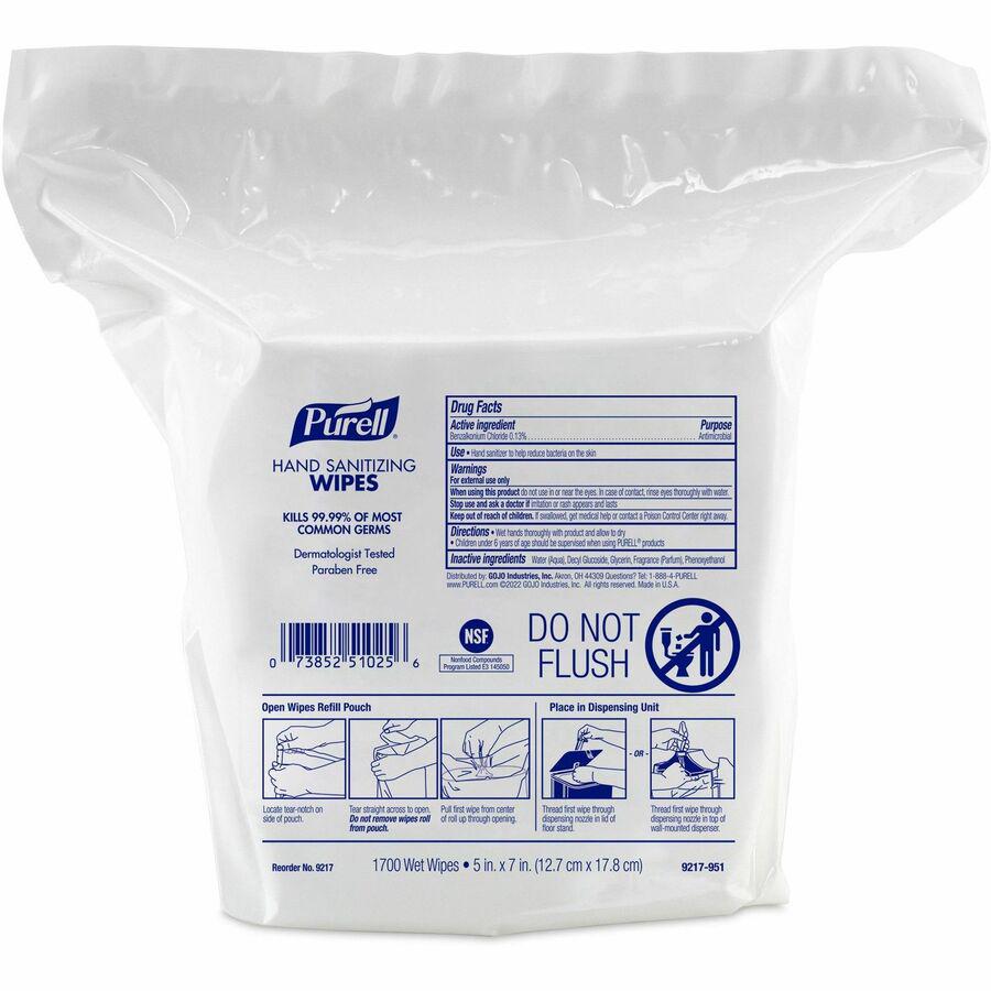 PURELL&reg; Hand Sanitizing Wipes Dispenser Refill - White - 1700 Per Pack - 2 / Carton. Picture 2