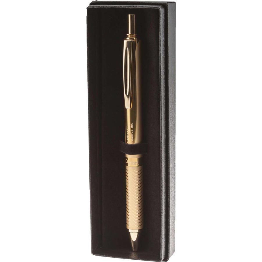 EnerGel EnerGel Alloy Gel Ink Retractable Pen - Medium Pen Point - 0.7 mm Pen Point Size - Refillable - Retractable - Black Liquid Gel Ink Ink - Gold Aluminum Alloy Barrel - Metal Tip - 1 Each. Picture 3