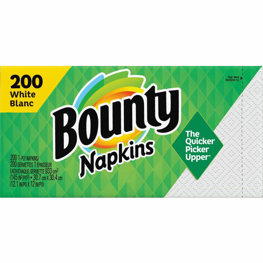 Bounty Quilted Napkins - 1 Ply - 12" Width x 12" Length - Quilted Surface - White - Paper - 200/Pack - 8 / Carton. Picture 4