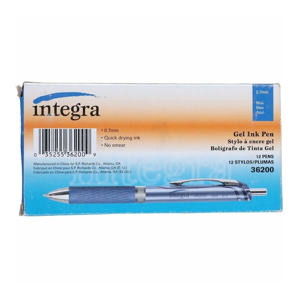 Integra Retractable Gel Ink Pen - Retractable - Blue Ink - Gel-based - Blue Barrel - Metal Tip - 1 Dozen. Picture 5