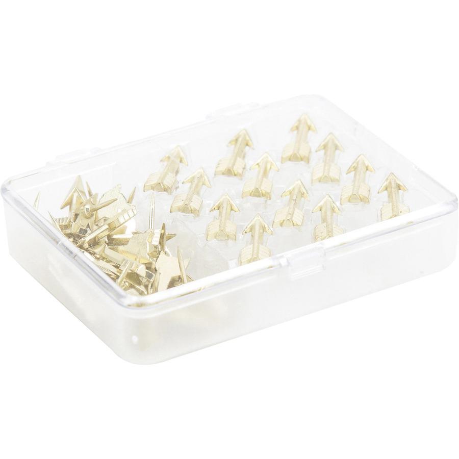 U Brands Metal Arrow Push Pins - 0.38" Shank - 0.88" Head - Gold - 36 / Pack. Picture 2