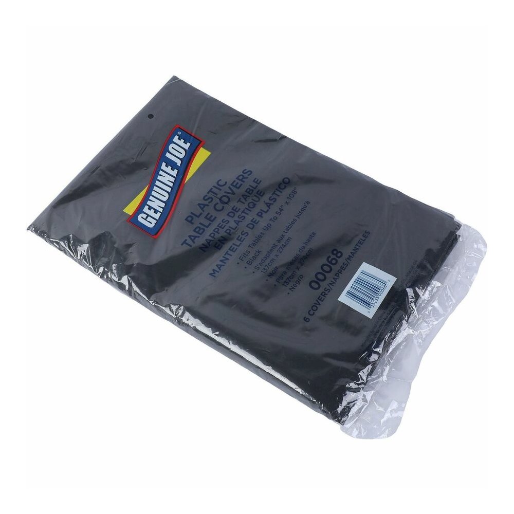 Genuine Joe Plastic Table Covers - 108" Length x 54" Width - Plastic - Black - 1 Pack. Picture 4