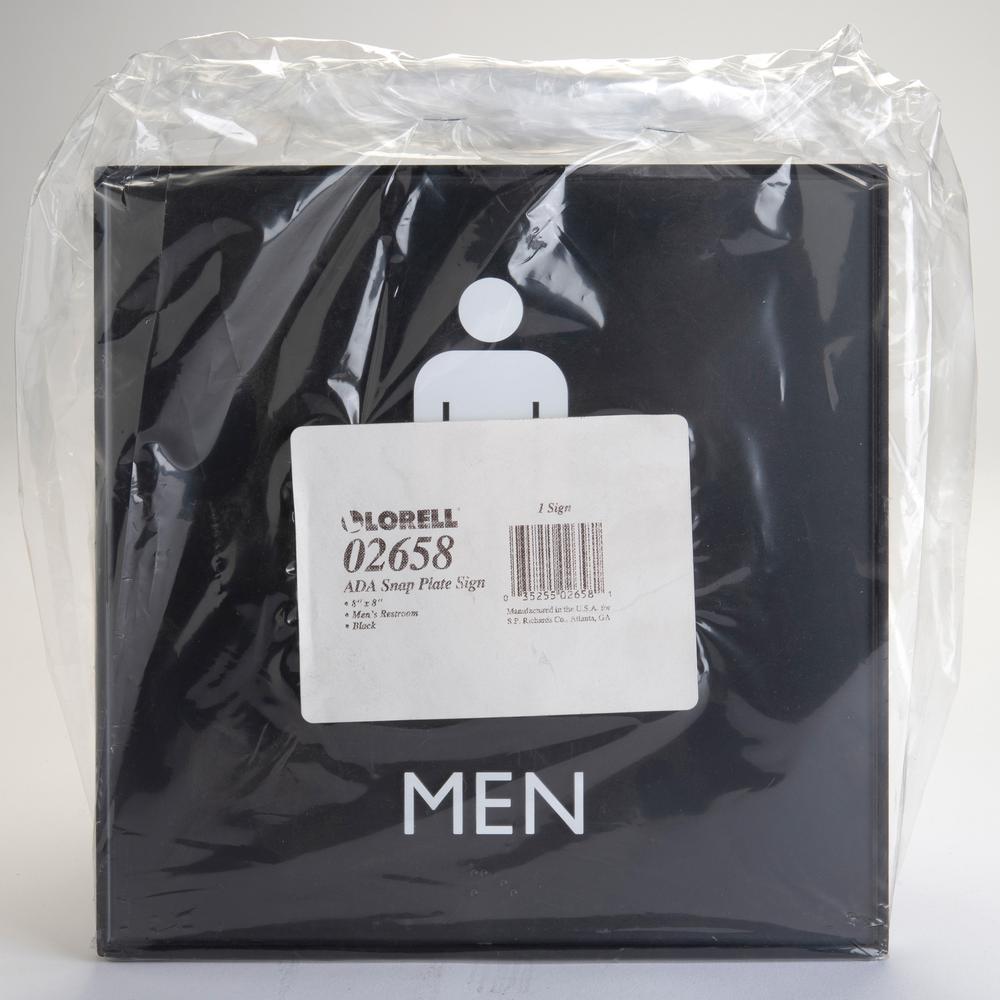 Lorell Men's Restroom Sign - Print/Message "Men" , "Toilette Men" - 8" Width x 8" Height - Square Shape - Surface-mountable - Easy Readability, Injection-molded - Restroom, Architectural - Plastic - B. Picture 9