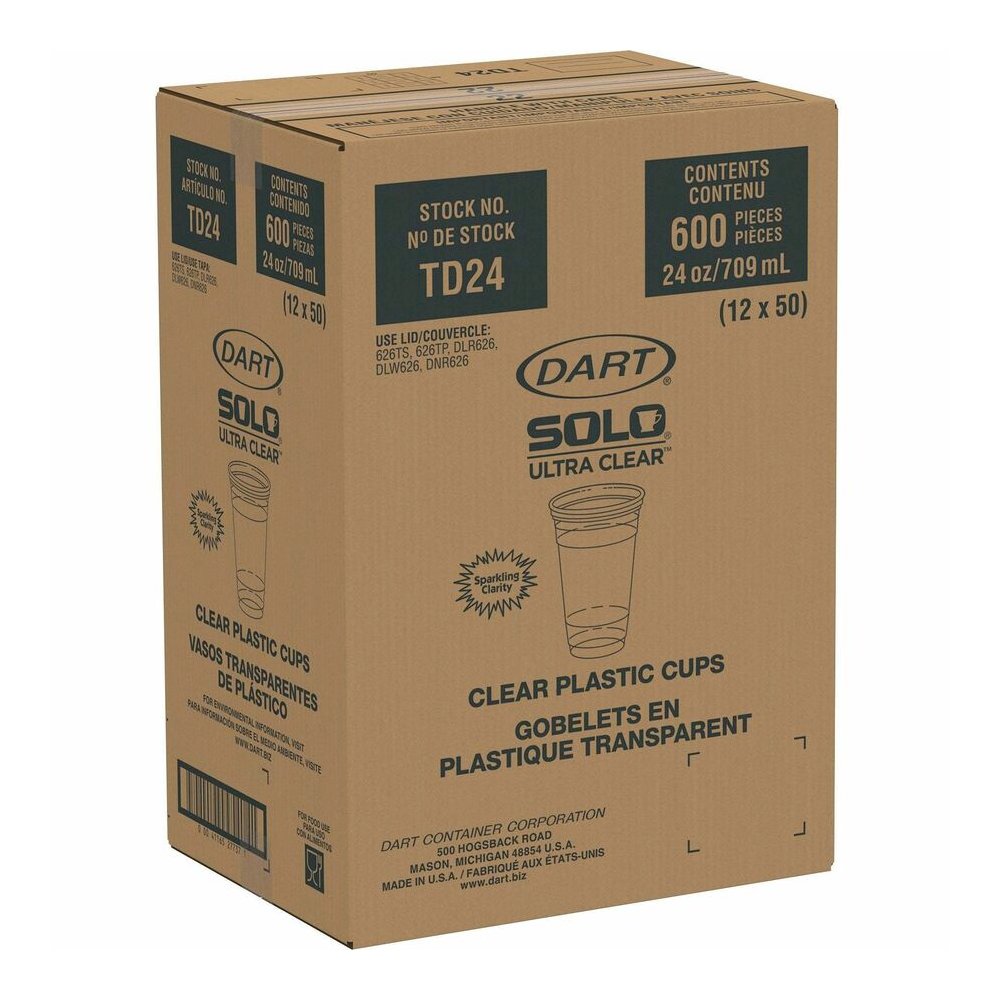 Solo Ultra Clear 24 oz Cold Cups - 24 fl oz - Clear - Cold Drink, Beverage - 50/Bag - 12 / Carton. Picture 6