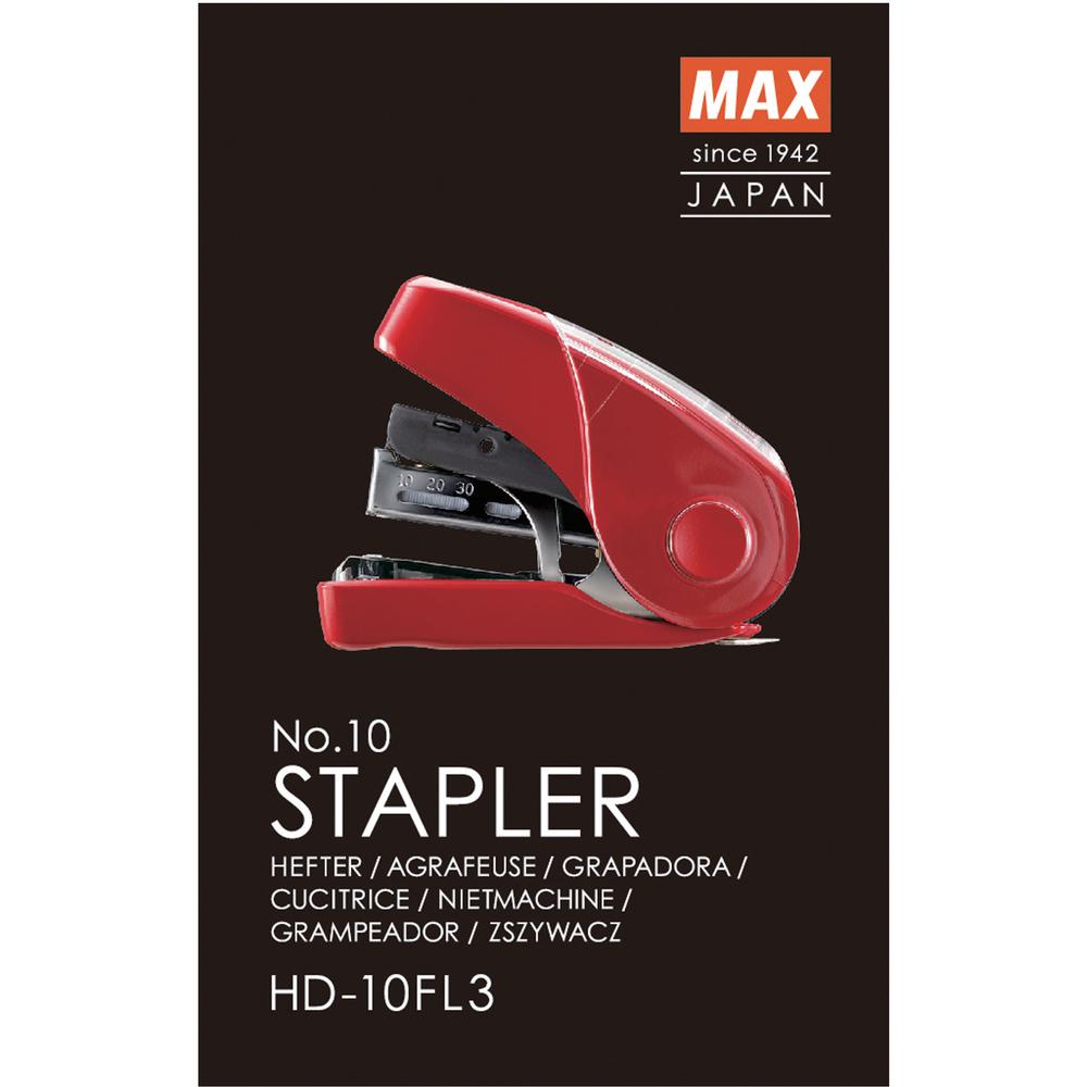 MAX Flat Clinch Mini Stapler - Staples Upto 25 Sheet - Red - 1 Each. Picture 2