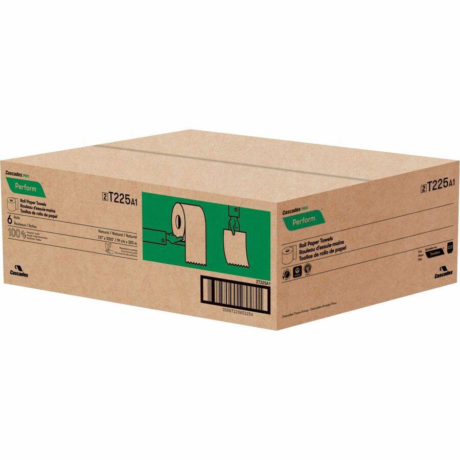 Cascades PRO Perform Roll Towels for Tandem, 1050' - 1 Ply - 7.50" Width x 1050 ft Length - Natural - 6 / Carton. Picture 2