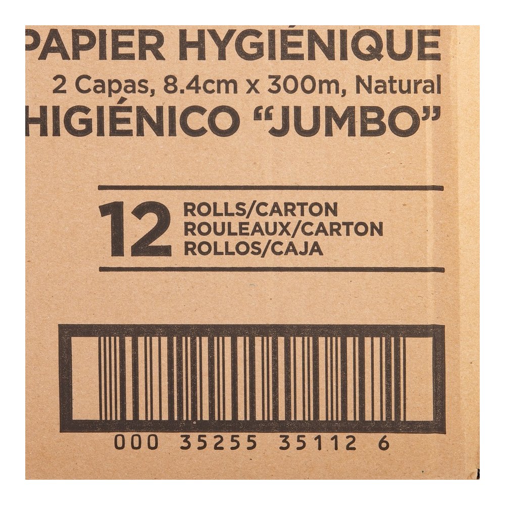 Genuine Joe Jumbo Jr Dispenser Bath Tissue Roll - 2 Ply - 3.30" Width x 1000 ft Length - 8.88" Roll Diameter - White - Fiber - 12 / Carton. Picture 4