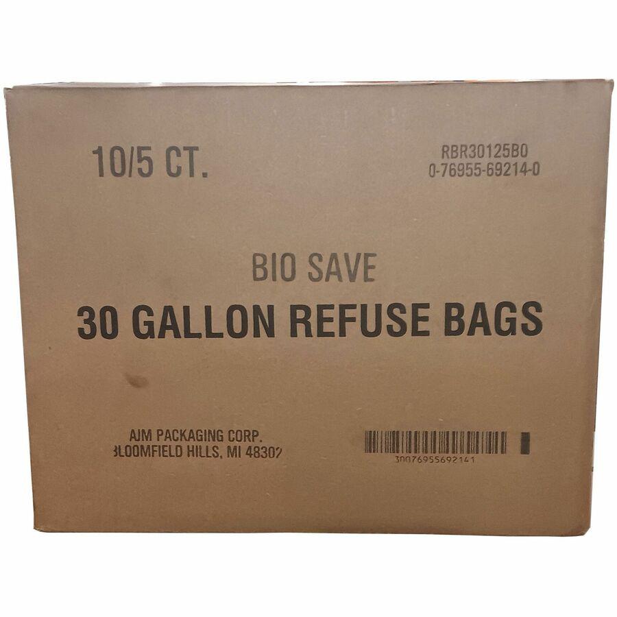 Bio Save Bio-Save 30-gallon Lawn & Leaf Bags - 30 gal Capacity - 12" Length x 16" Width - Brown - Kraft - Waste Disposal - Recycled - 50 / Carton. Picture 4