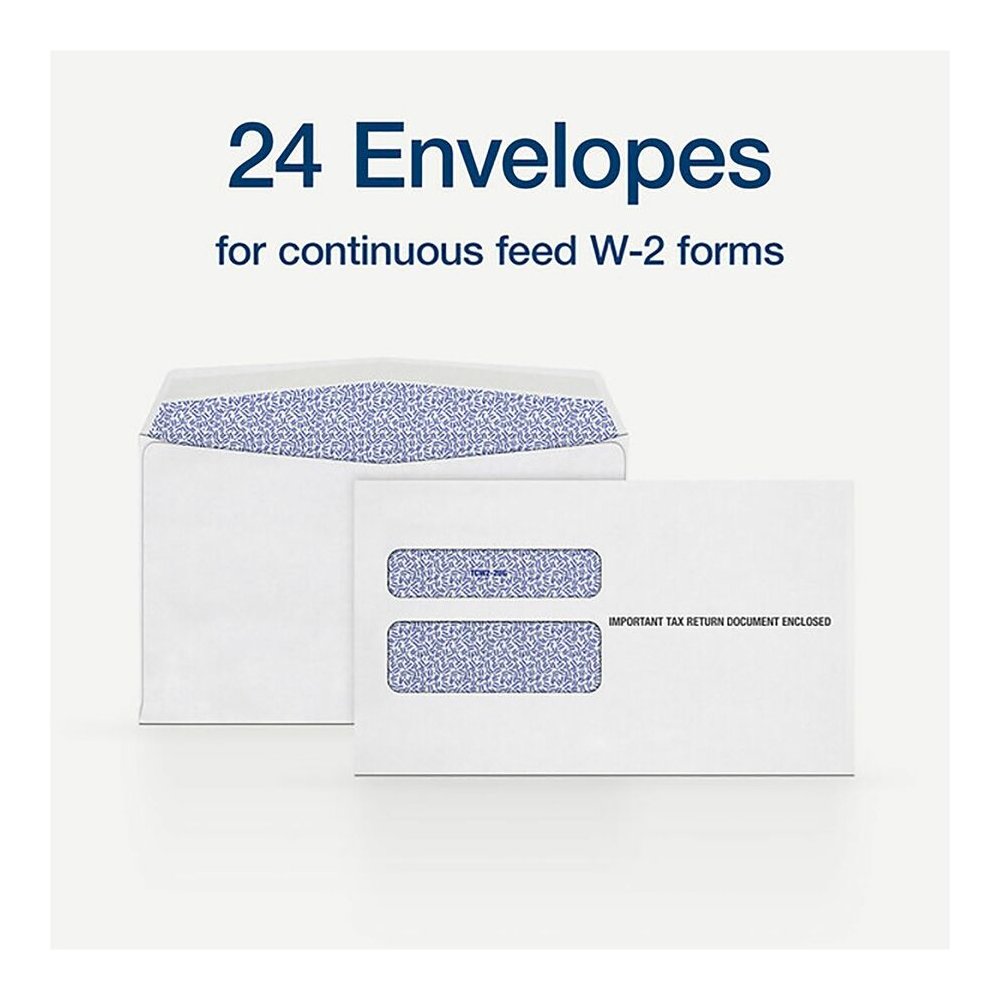 TOPS W-2 Continuous Tax Envelope - Document - 9 1/2" Width x 5 5/8" Length - Gummed - White - 24 / Pack. Picture 4