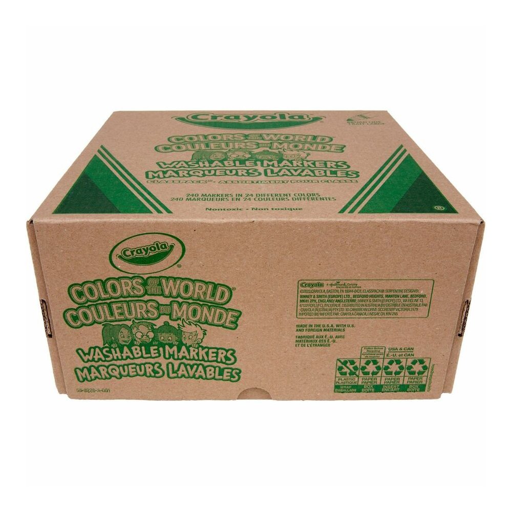 Crayola Multicultural Colors Washable Markers - Washable - Assorted, Almond, Gold, Rose Ink - 240 / Box. Picture 6