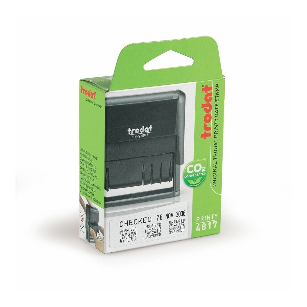 Trodat 12-Message Business Stamp - Message Stamp - ANSWERED, BACKORDERED, CANCELLED, BILLED, RECEIVED, CHARGED, CHECKED, DELIVERED, ENTERED, PAID, SHIPPED, ... - 0.37" Impression Width - 10000 Impress. Picture 7