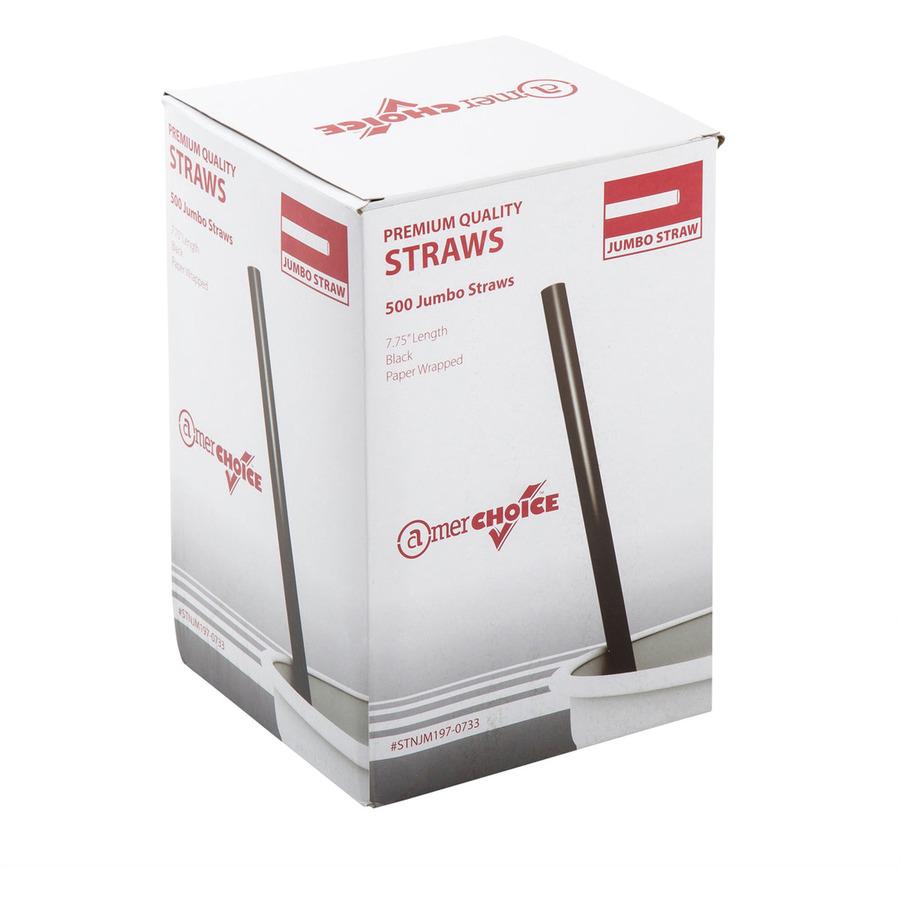 Banyan Black Straws - Wrapped - 7.8" Length - Black - 5000 / Carton. Picture 6