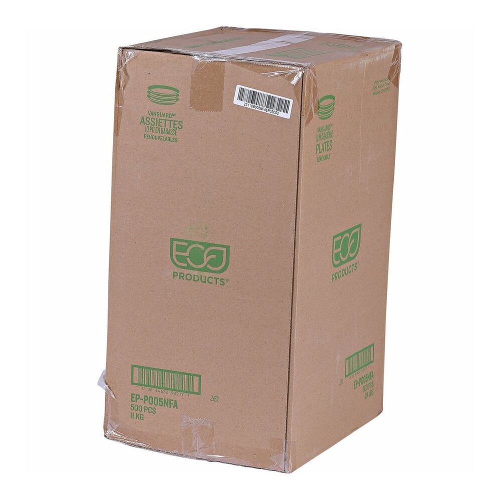 Eco-Products Vanguard 10" Sugarcane Plates - Breakroom - Disposable - Microwave Safe - 10" Diameter - White - Sugarcane Fiber Body - 500 / Carton. Picture 8