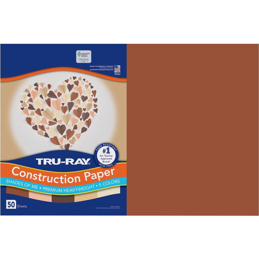 Tru-Ray Construction Paper - Art Project, Craft Project - 12" Width x 18" Length - 76 lb Basis Weight - Assorted - Fiber, Sulphite - 50 / Pack. Picture 3