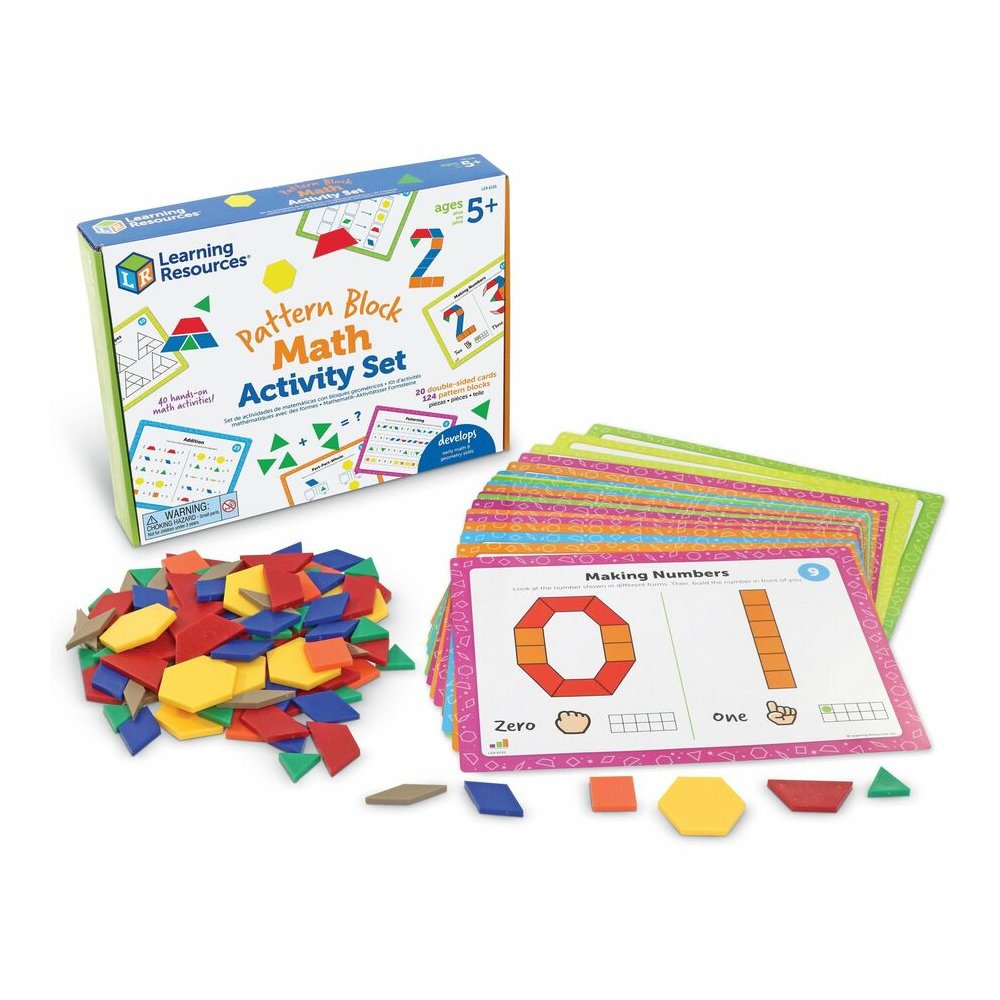 Learning Resources Pattern Block Math Activity Set - Theme/Subject: Fun - Skill Learning: Addition, Mathematics, Symmetry, Patterning, Fraction, Graphing, Shape, Geometry - 128 Pieces - 5-10 Year - 1 . Picture 2