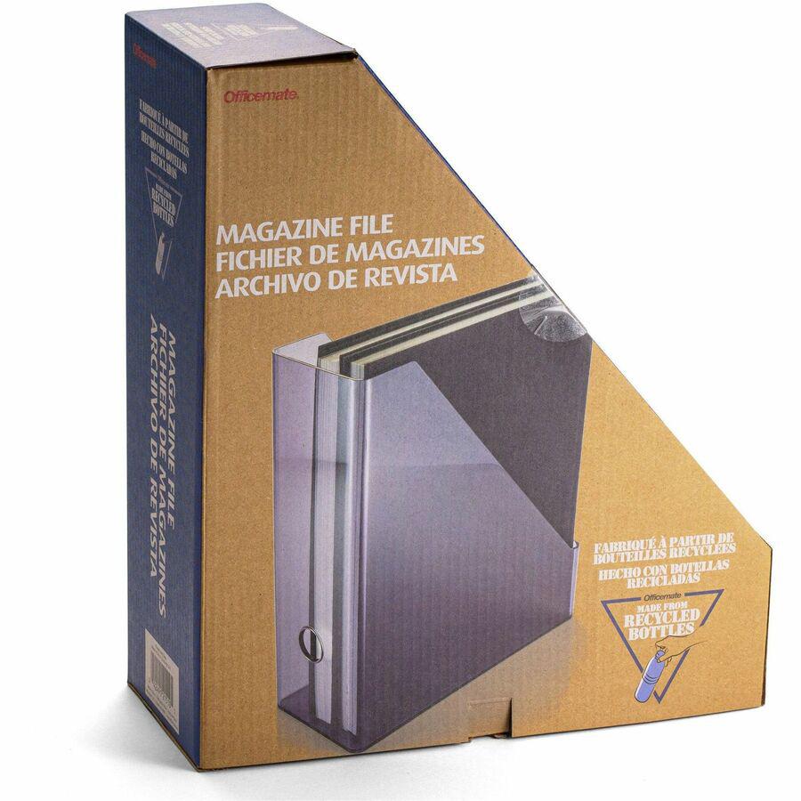 Officemate Literature/Magazine Holder - Vertical - 12.2" Height x 10.3" Width x 4.3" Depth - Plastic - Translucent Gray - Sturdy, Durable, Reusable - 1 Each. Picture 3