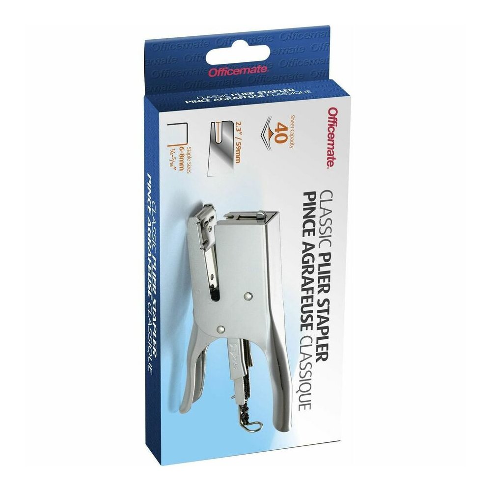 Officemate Plier Stapler - Staple Size: 0.25" , 0.31" - Rear Loading - Silver - Metal - 1 Each. Picture 3