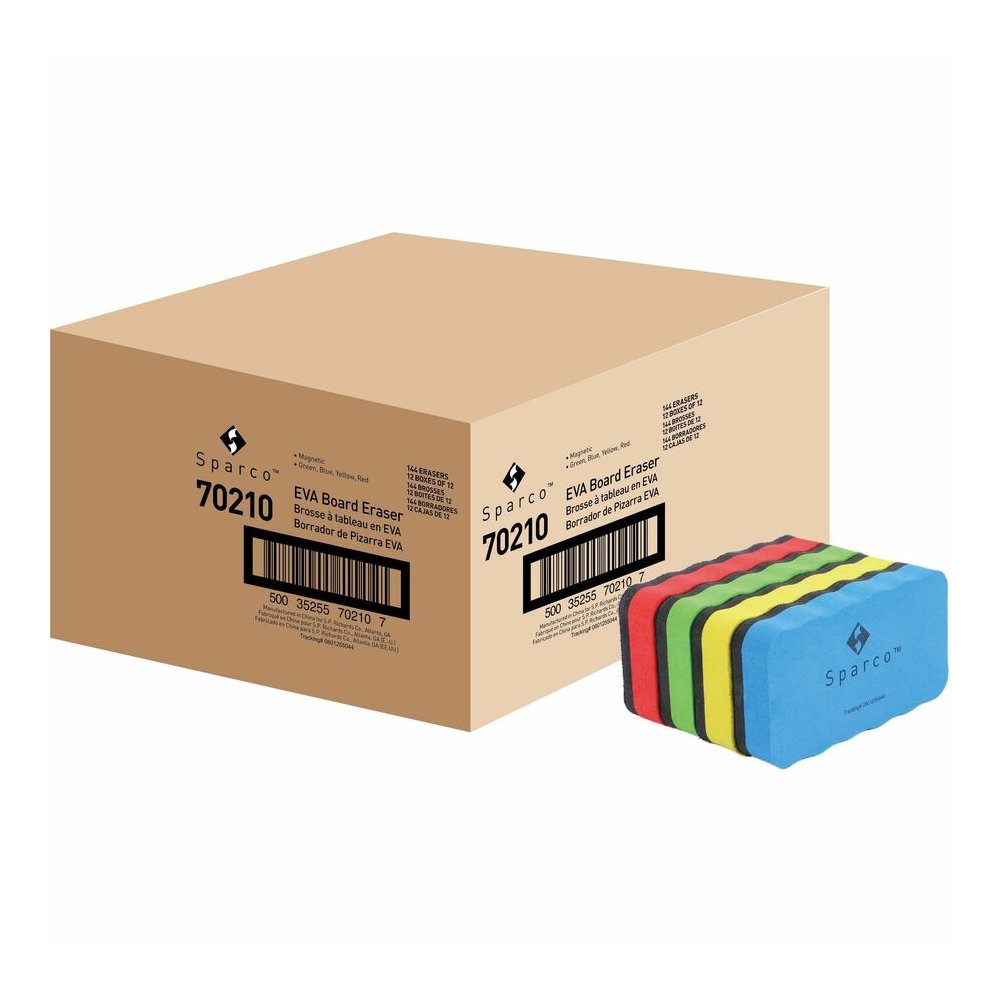 Sparco Magnetic Whiteboard Erasers - Magnetic - Assorted - EVA Foam - 12 / Box. Picture 4