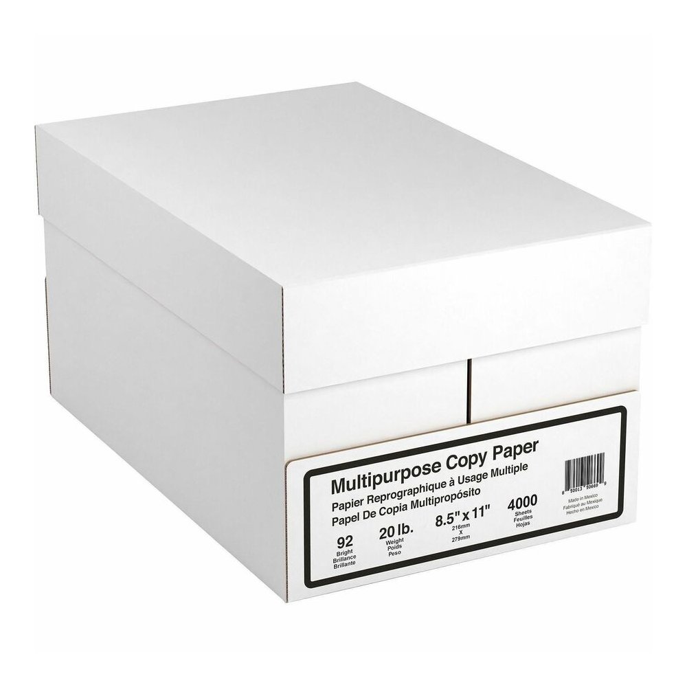 DSE 8 Ream Multipurpose Copy Paper - 4000 Sheets - 92 Brightness - Letter - 8 1/2" x 11" - 20 lb Basis Weight - White - 500 Sheets per Ream - 8 / Carton. Picture 2